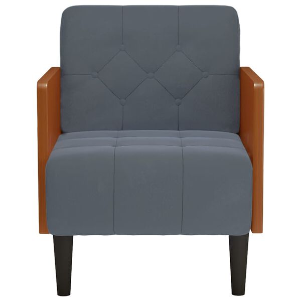 vidaXL Sofa Fotel z Podłokietnikami Ciemnoszary 55 cm Aksamit