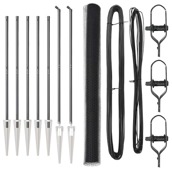 vidaXL Ogrodzenie z słupkami Szary 1.6 x 10 m Stal pokryta PCV