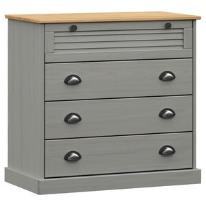 vidaXL Komoda VIGO, szara, 80x40x76 cm, lite drewno sosnowe