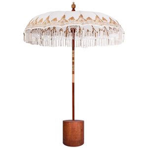 vidaXL Baliński Parasol z Bazą Kremowy i brązowy &Oslash; 180-190 cm