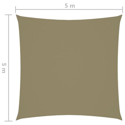 vidaXL Żagiel ogrodowy, tkanina Oxford, kwadratowy, 5x5 m, beżowy