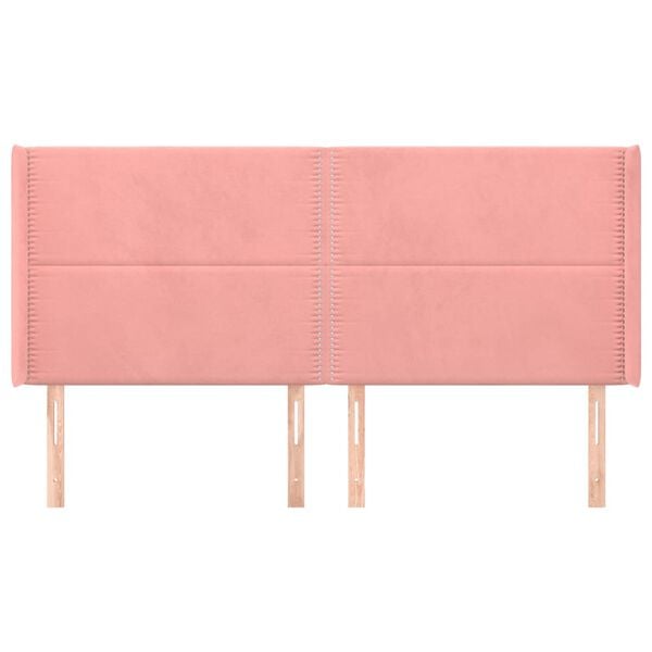 vidaXL Zagł&oacute;wek uszak, r&oacute;żowy, 183x16x118/128 cm, aksamit