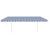 vidaXL Automatycznie zwijana markiza z słupkami, 5x3m, niebiesko-biała