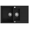 vidaXL Granitowy zlewozmywak dwukomorowy, czarny