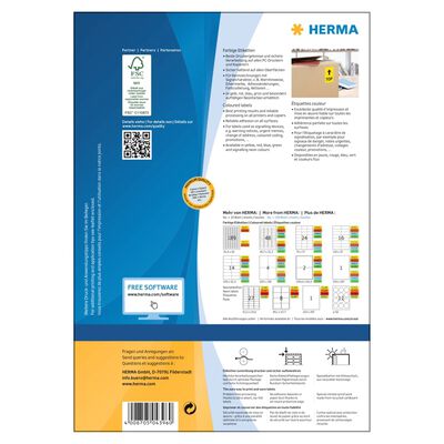 HERMA Samoprzylepne etykiety, 105x148 mm, 100 arkuszy A4, żółte