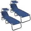 vidaXL Składany leżak 2 pcs Niebieski 190 x 57 x 81 cm oxford