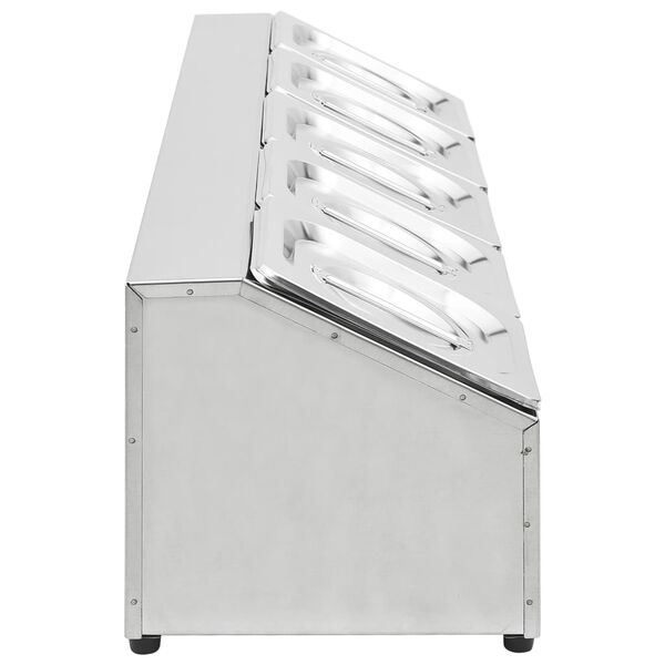 vidaXL Ekspozytor z 5 pojemnikami GN 1/6, stal nierdzewna