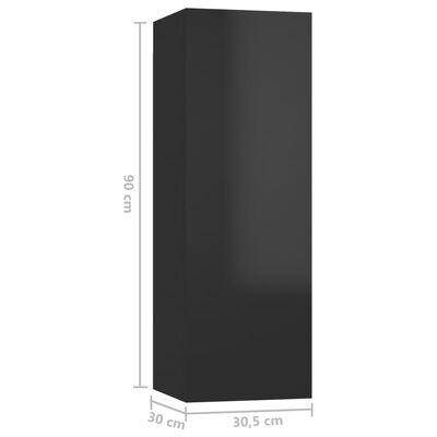 vidaXL Szafka telewizyjna, wysoki połysk, czarna, 30,5x30x90 cm, płyta