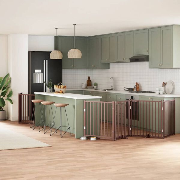 vidaXL Składana bramka dla psa, z drzwiami, 8 paneli, brązowa, 640 cm