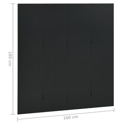 vidaXL Parawany 4-panelowe, 2 szt., czarne, 160x180 cm, stalowe