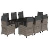 vidaXL 9-cz. zestaw mebli ogrodowych z poduszkami, szary, rattan PE
