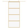 vidaXL Drzwi przesuwne, złote, 90x205 cm, przezroczyste szkło ESG