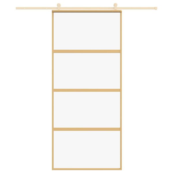 vidaXL Drzwi przesuwne, złote, 90x205 cm, przezroczyste szkło ESG