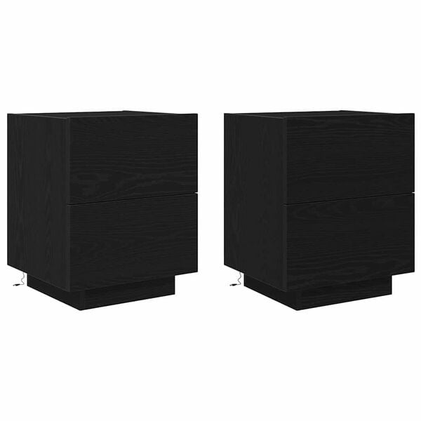 vidaXL Szafka Nocna z szufladą 2 pcs Czarny Dąb 45 x 40 x 55 cm