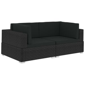 vidaXL Fotele narożne, 2 szt., z poduszkami, polirattan, czarne