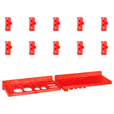 vidaXL 29-częściowy organizer na panelach ściennych, czerwono-czarny