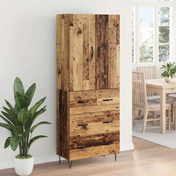 vidaXL Highboard z szufladą 2 pcs Stare drewno Materiał drewnopochodny