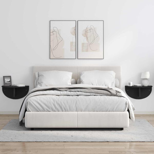 vidaXL P&oacute;łka ścienna Czarny 48 x 24 x 24 cm Materiał drewnopochodny