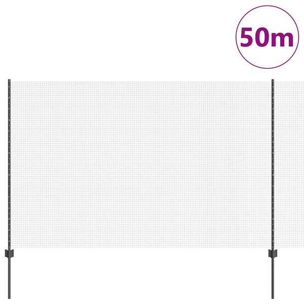 vidaXL Ogrodzenie z słupkiem Szary 1,5 x 50 m Stal i PVC
