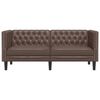 vidaXL Sofa Chesterfield, 2-os., brązowa, tapicerowana sztuczną sk&oacute;rą