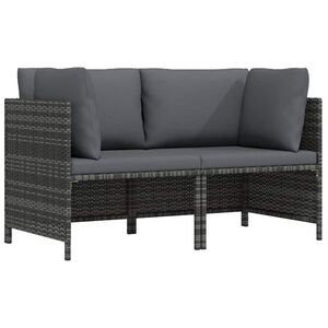 vidaXL 2-osobowa sofa ogrodowa z poduszkami, polirattan, szara