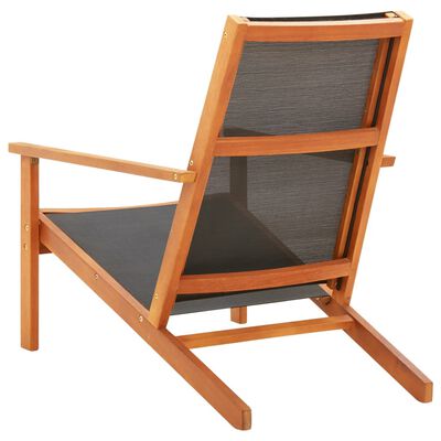 vidaXL Krzesło ogrodowe, czarne, lite drewno eukaliptusowe i textilene