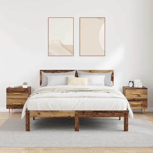 vidaXL Szafka Nocna z szufladą 2 pcs Stare drewno 40 x 35 x 47,5 cm