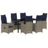 vidaXL Zestaw st&oacute;ł i krzesła z poduszką 7 pcs Szary Rattan PE