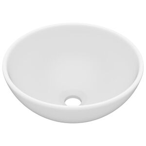 vidaXL Okrągła umywalka łazienkowa, matowa biel, 32,5x14 cm, ceramika