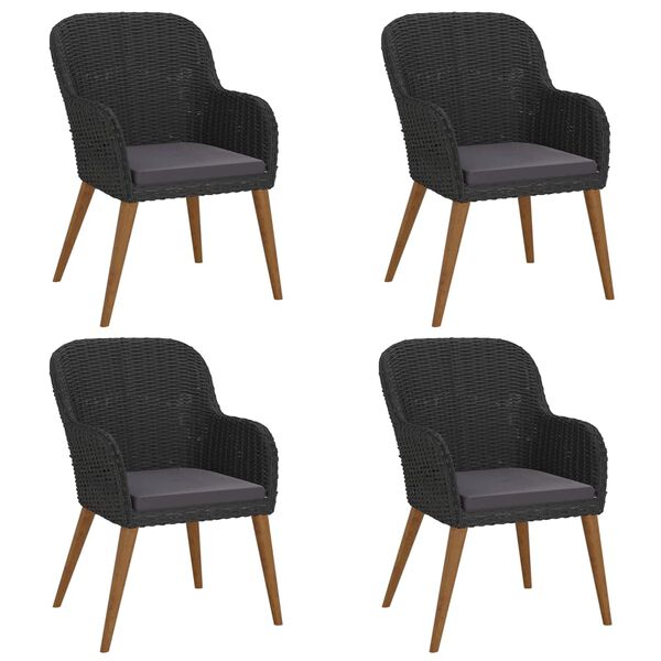 vidaXL 5-częściowy zestaw mebli ogrodowych z poduszkami, czarny