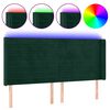 vidaXL Zagł&oacute;wek do ł&oacute;żka z LED, ciemnozielony 163x16x118/128cm aksamit