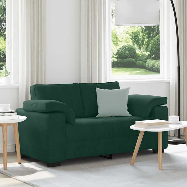 vidaXL Sofa dwuosobowa, ciemnozielona, 160x77x82 cm, aksamit