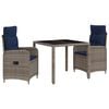 vidaXL Zestaw do jedzenia na zewnątrz 3 pcs polirattan