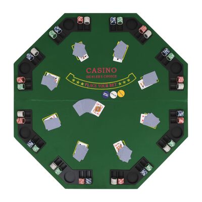 vidaXL Składany blat do pokera dla 8 graczy, ośmiokątny, zielony
