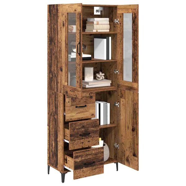 vidaXL Highboard Montowane na ścianie Stare drewno 69,5 x 34 x 180 cm