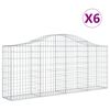 vidaXL Kosze gabionowe, 6 szt, 200x30x80/100 cm, galwanizowane żelazo