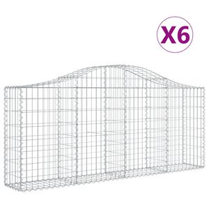 vidaXL Kosze gabionowe, 6 szt, 200x30x80/100 cm, galwanizowane żelazo