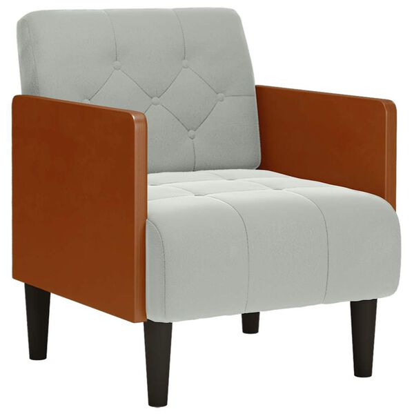 vidaXL Sofa Fotel z Podłokietnikami Jasnoszary 55 cm Aksamit