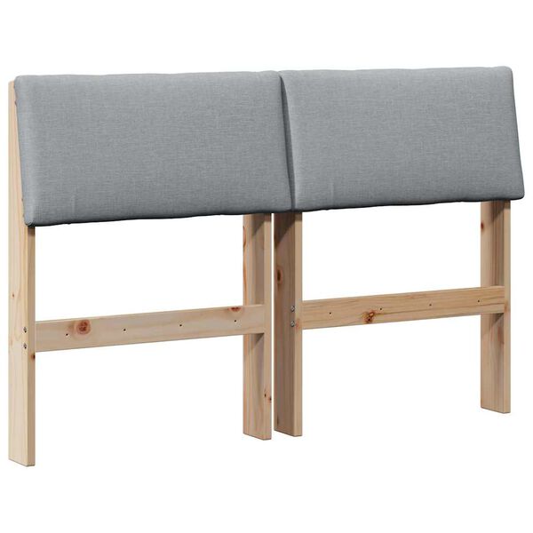 vidaXL Tapicerowane wezgłowie Jasnoszary 120 cm Lite drewno sosnowe