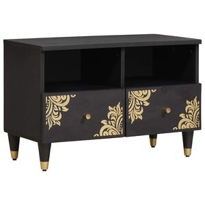 vidaXL Szafka pod telewizor Czarny 70 x 33 x 46 cm Drewno z mango