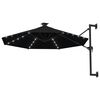 vidaXL Parasol ogrodowy z LED, ścienny, 300 cm, czarny