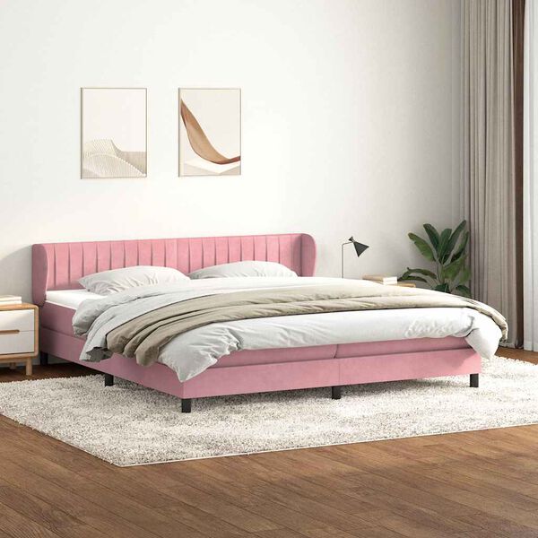vidaXL Ł&oacute;żko typu Box Spring z materacami R&oacute;żowy 180x210 cm Aksamit