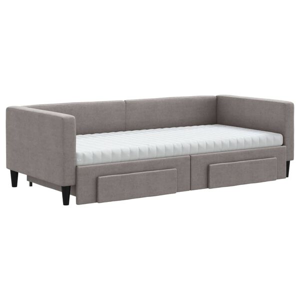 vidaXL Sofa rozsuwana z szufladami, taupe, 90x200 cm, tkanina