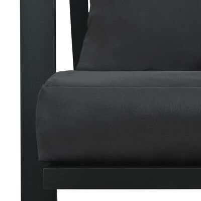 vidaXL Sofa ogrodowa z poduszkami, 2-osobowa, ciemnoszara, aluminium