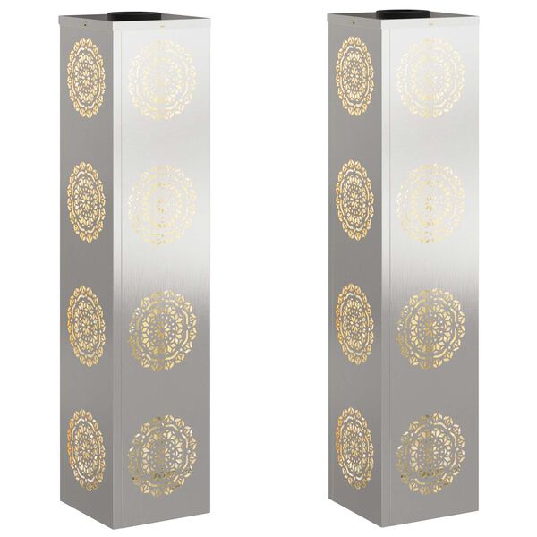 vidaXL Słoneczna LED lampa na ścieżkę 2 pcs Srebrny Stal nierdzewna