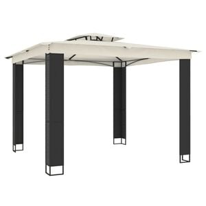 vidaXL Altana ogrodowa z podw&oacute;jnym dachem, kremowa, 2,94x2,94 m, stal