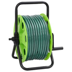 vidaXL Wolnostojący bęben z wężem i złączkami, 0,5", 20m, zielony, PVC