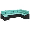 vidaXL Zestaw Sof z poduszką 8 pcs Czarny polirattan
