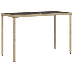 vidaXL St&oacute;ł ogrodowy ze szklanym blatem, beż, 115x54x74 cm, rattan PE