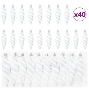 vidaXL Świąteczna kula w spiralnym kształcie 40 szt. Biały 3 x 11 cm